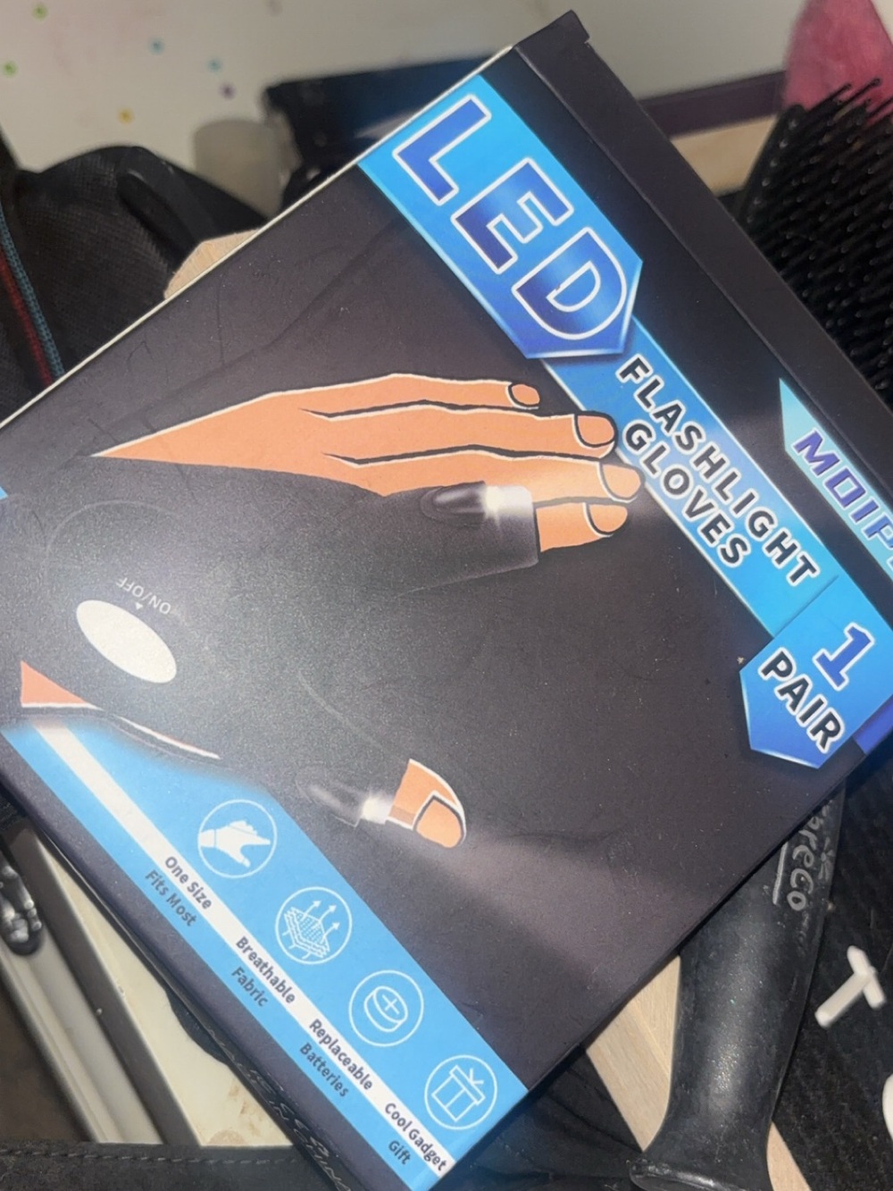 LED Flashlight Gloves - Black